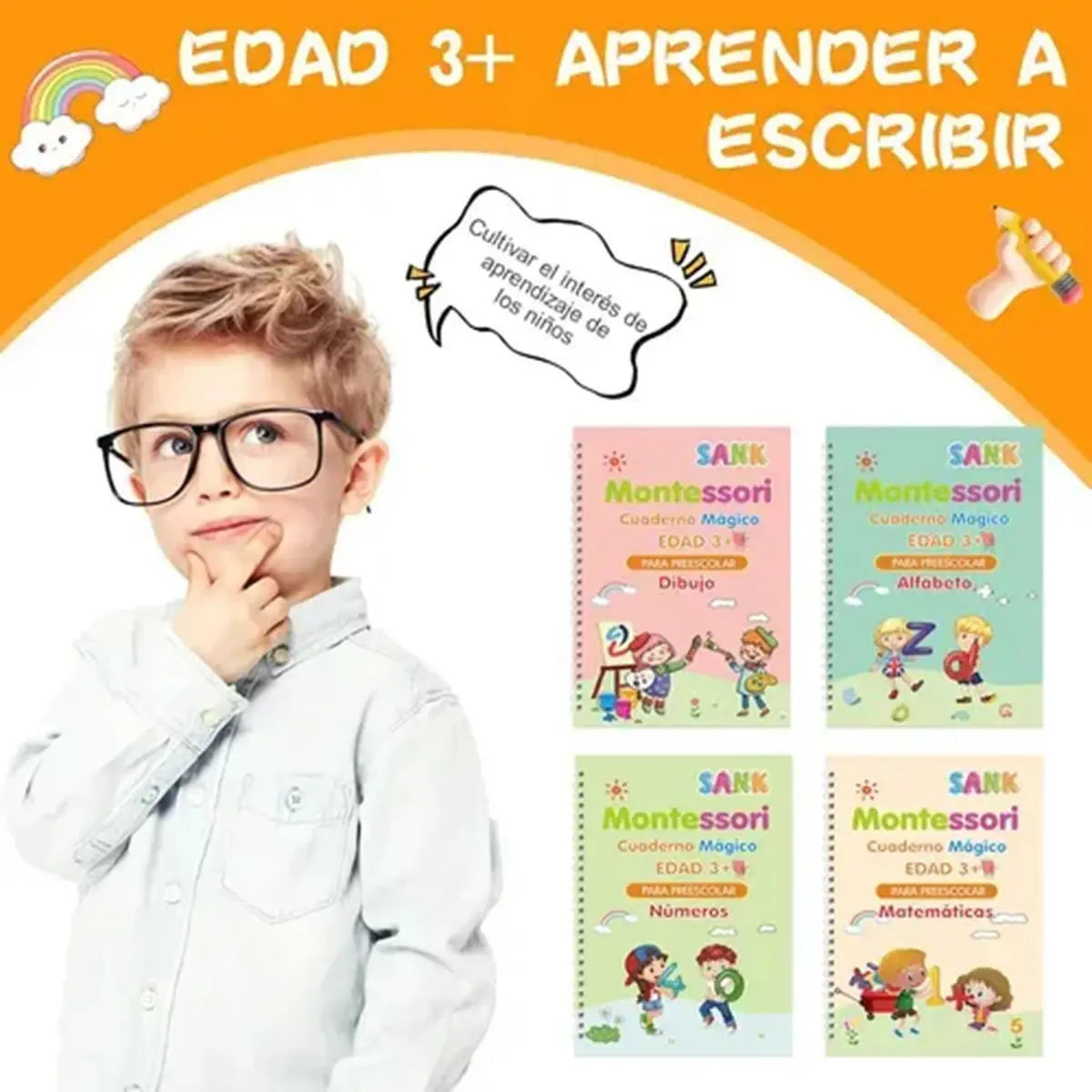 Kit Genios en Casa — 4 Cuadernos Montessori